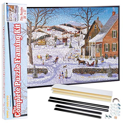 Bits and Pieces - Complete Puzzle Framing Kit - Custom Black Metal Frame Fits 20 x 27 Inch Puzzles