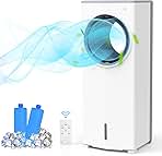 Evaporative Air Cooler, SUNDAY LIVING 2-in-1 Air Cooling Fan, Portable Tower Fan, Instant Cool & Humidify, Bladeless Fan w...
