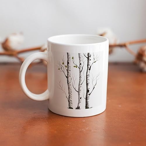 Miniatura 8 de Birch Tree Coffee Cup Ceramic, Sublimation Mugs with Large Handle for Tea, Personalized Machine Washable Drinking Mug for Buffets, Home, And