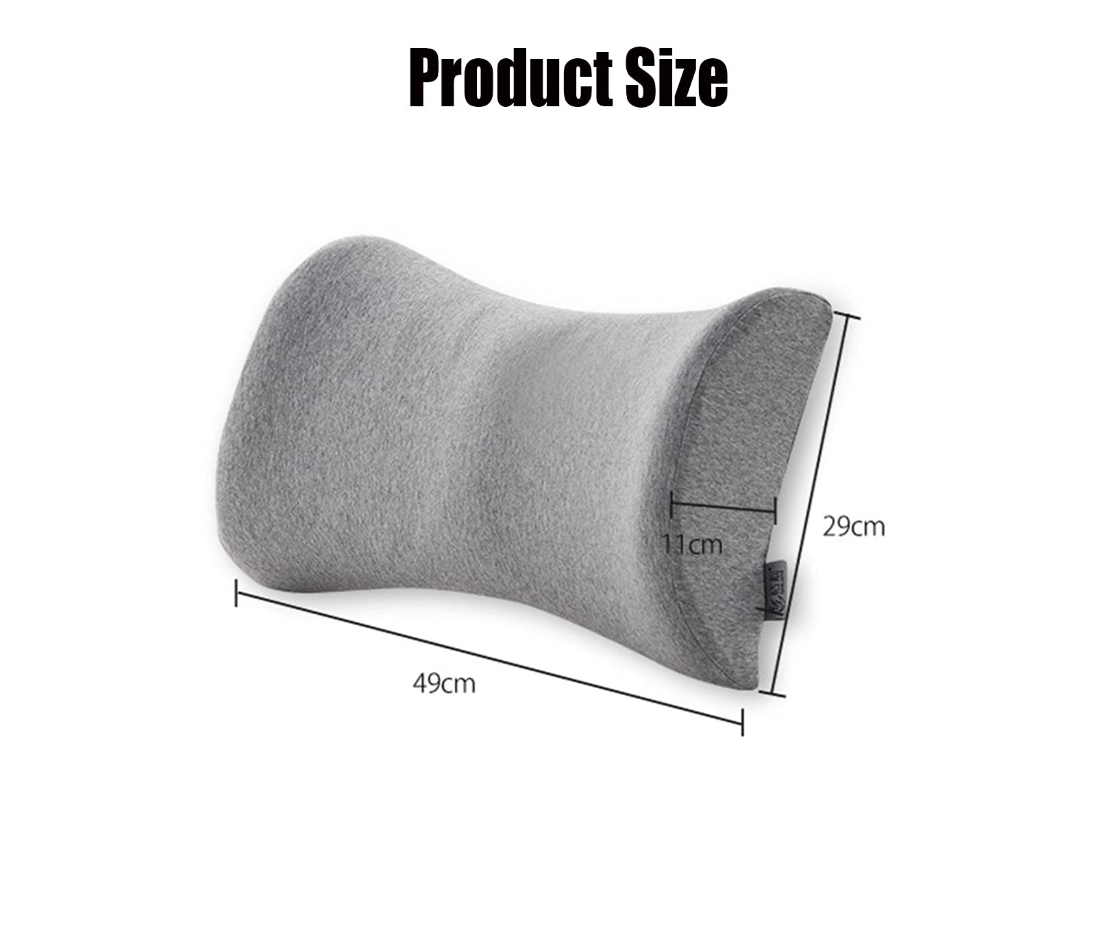 Cojín De Soporte Lumbar De Espuma De Memoria para Dormir para Aliviar El Dolor De Espalda, Soporte Lumbar Ergonómico,Dark Gray