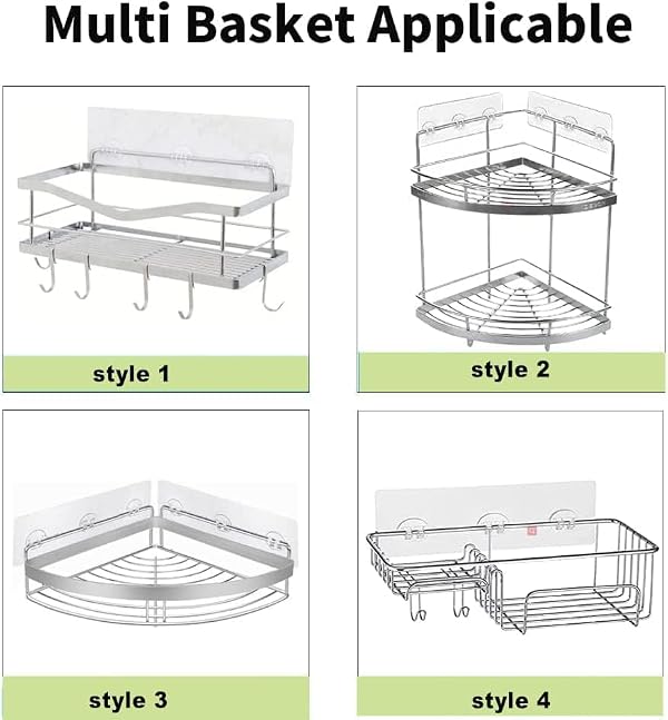 Murasakina 14PCS Shower Caddy Adhesive Replacement,Shower Shelves Strip Pad Organizer Sticker Replacement Bathroom Heavy Duty Strong Sticky Wall No Drilling Transparent by Murasakina - Used condition - Image 3
