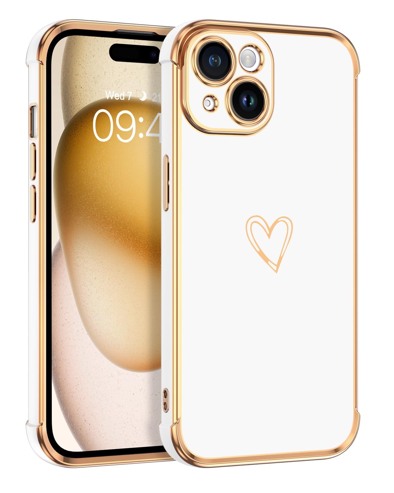BENTOBEN for iPhone 15 Case, Phone Case iPhone 15, Cute Heart Pattern Slim Fit Thin Soft Flexible Shockproof TPU Bumper Non-Slip Lightweight Women