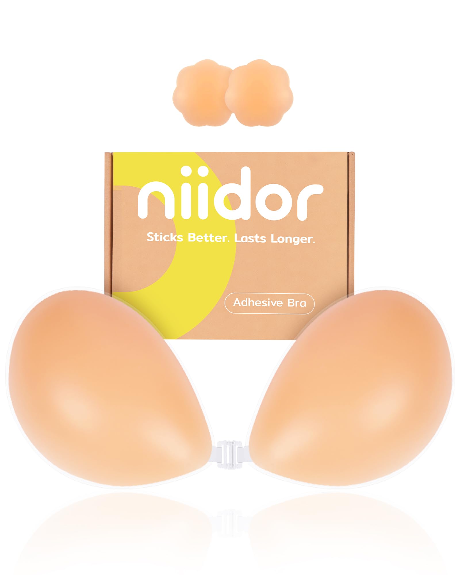 Niidor Sticky Bra Adhesive Strapless Ultra Invisible Push up Silicone Bra Strapless Reusable Women's Bras