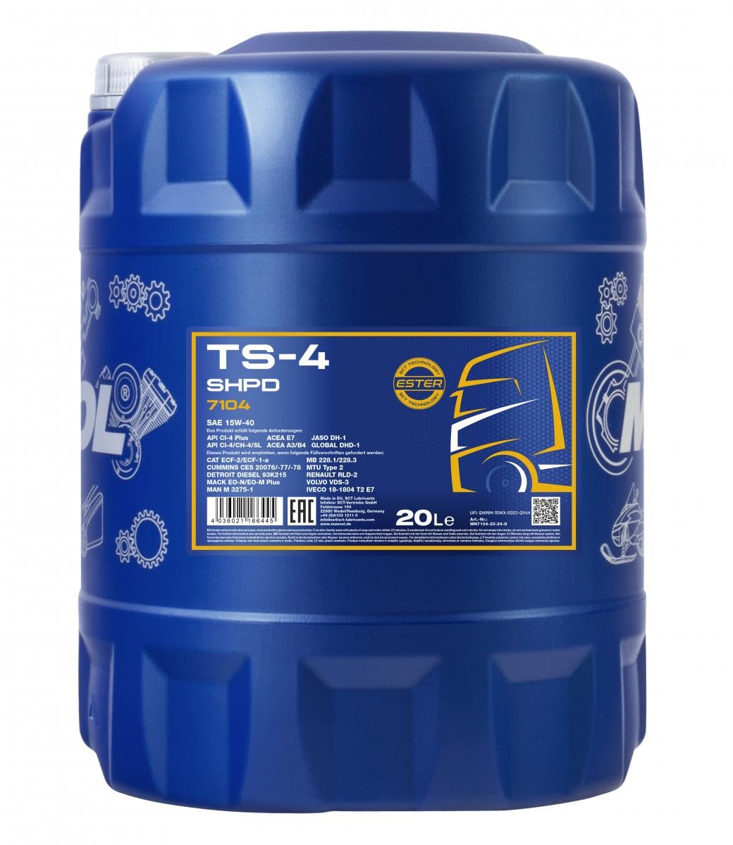 MANNOL TS de 4 shpd 15 W de 40 API Ci de 4/CH de 4/CG de 4/CF de 4/CF/SL motorenöl, 20 L