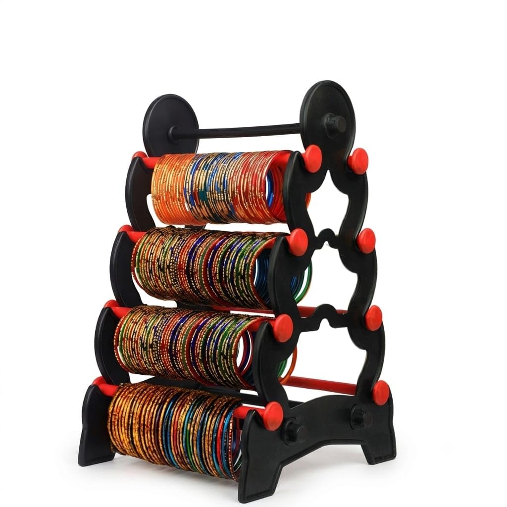 Magizh Enterprises 4 Step Bangle Stand Red | Jewellery Display