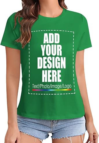 Custom T-Shirt Add Your Photo Logo Text Personalized Shirt Cotton Tee for Women