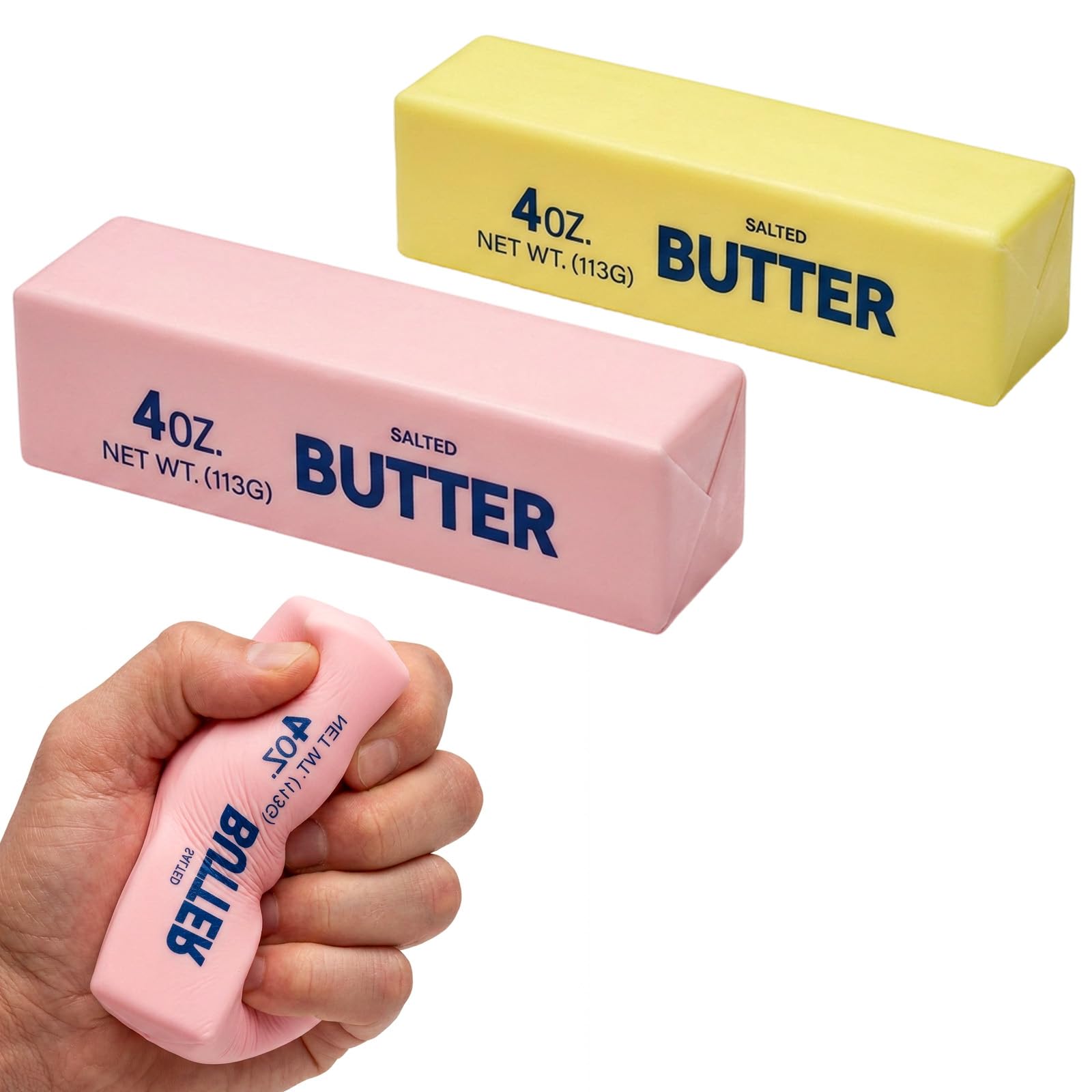 2-Piece Butter Squishy, Butter Stress Relief Pieces, Office Desk Stress Relief Tool, Anxiety Management Focus Aid, Portable Tactile Collection (Yellow Pink)