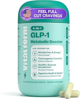 GLP-1 Metabolic Support Supplement – 4-in-1 Formula for Appetite Control, Cravings, Digestion, Energy & Weight Management – With GlucoVantage®, Berberine, Inulin & EGCG – Vegan Capsules - Amazon product rated Grade A