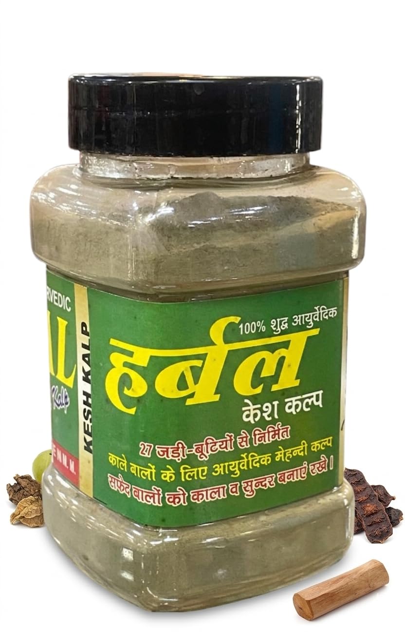 Herbal Kesh Kalp Ayurvedic Mehendi Powder for Black Hair, with Amla, Shikakai and Chandan, 27 Herbs, 250g-image-14