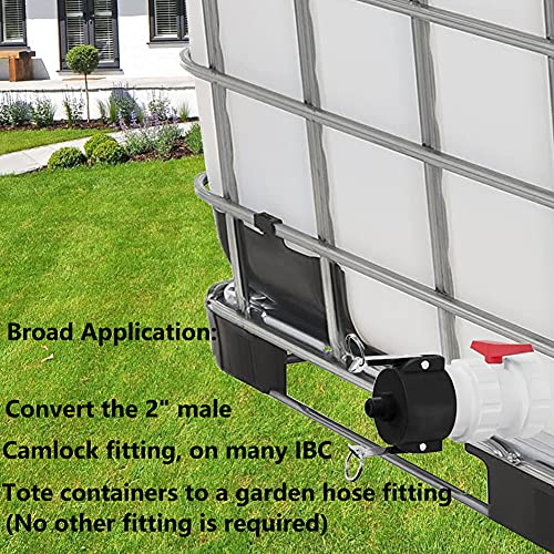275 330 Gallon IBC Tote Tank Drain Adapter Fittings 2\" Cam Lock x Garden Hose Food Grade