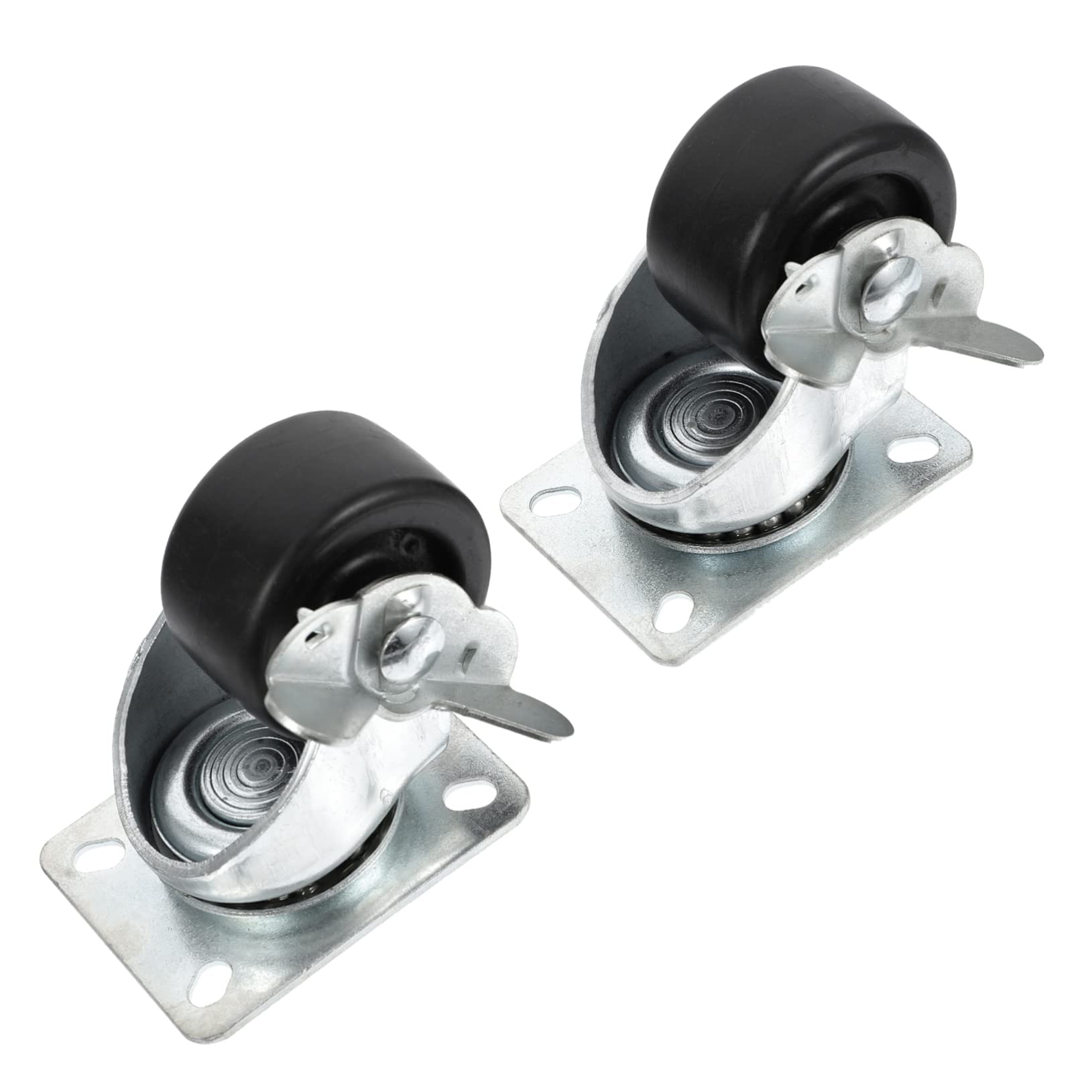 Roulettes pivotantes en PVC et métal | Lot de 2 avec plaque verrouillable pour tambour