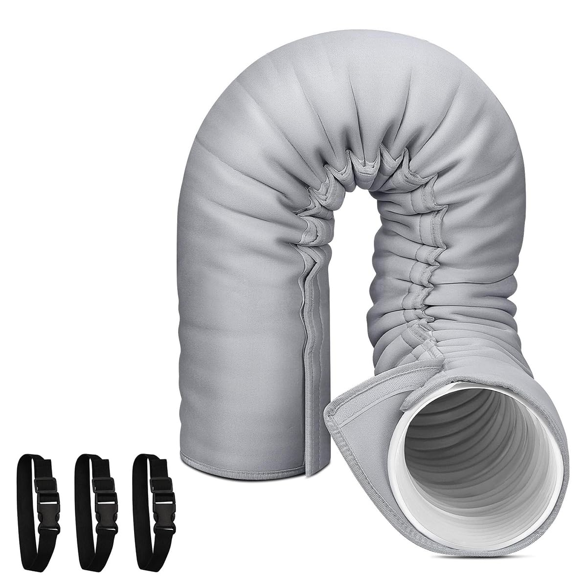 Portable ACHose Insulation Sleeve for Portable Air Conditioners, 5" & 5.9" Diameter Exhaust Hose Cover, Easy Installation with Adjustable Buckle Straps (Grey)