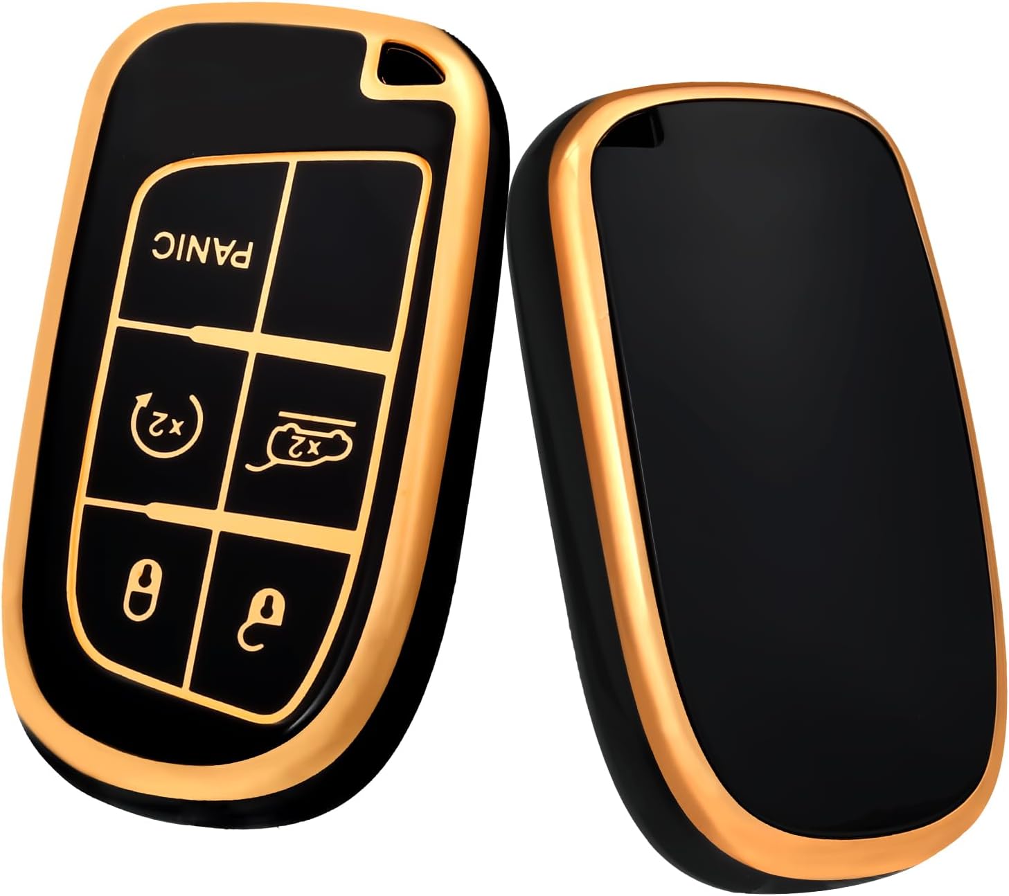 Soft TPU Key Fob Cover Full Protection Suitable for Dodge,Key Cover Case for Jeep Grand Cherokee Renegade Compass 3 4 5 Buttons Smart Key Car Accessories Holder Protector (Black)
