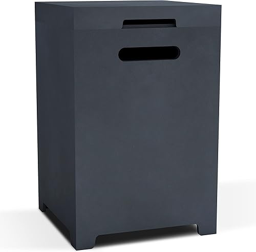 Kante RMFP-T01-60121 - Caja de almacenamiento cuadrada de 23.6 pulgadas de alto, color carbón ecológico, hormigón/metal para exteriores, resistente