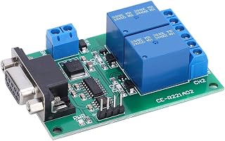 Fafeicy 2-Channel Serial Port Relay Module, RS232 UART Protocol DB9 Interface, Manual Operation, Relay Switch Board, Copper Contacts, Normally Open