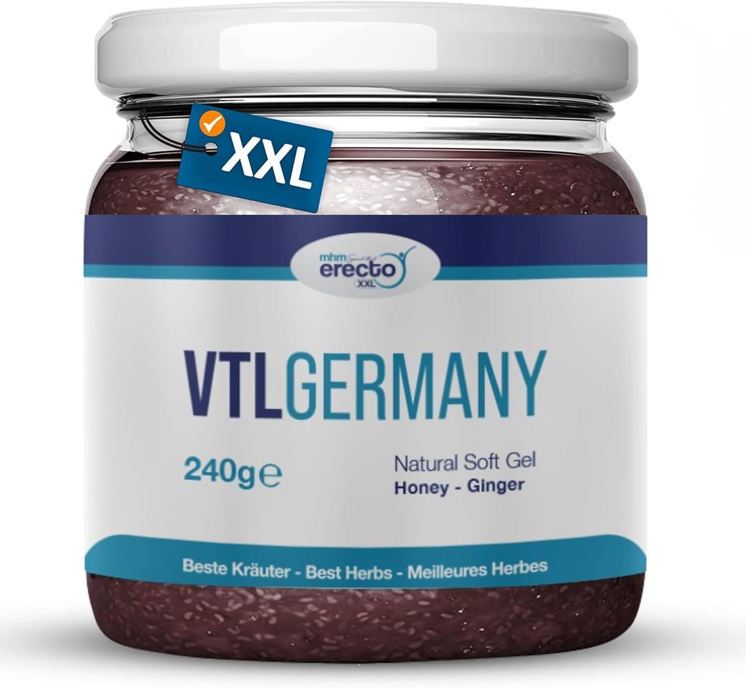 VTL GERMANY Miel Afrodisíaco Hombre, Efecto Inmediato, 240g frasco de Miel Gel, Extra Fuerte para Hombres Activos