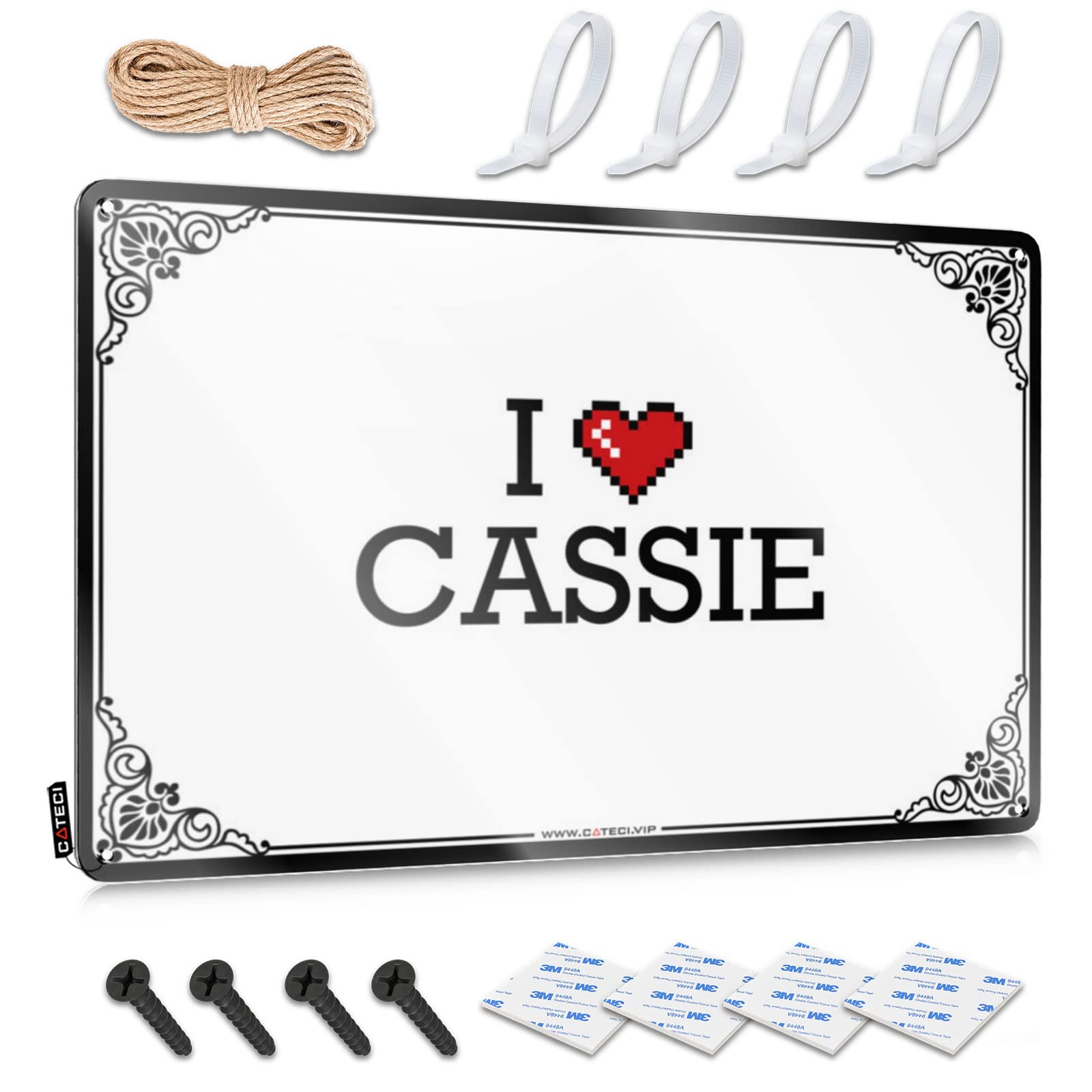 Fzfn Colour I Love Cassie Plaque Teenage Room Decor | Scandinavian Nice Decorative Wall Art(30X40cm)