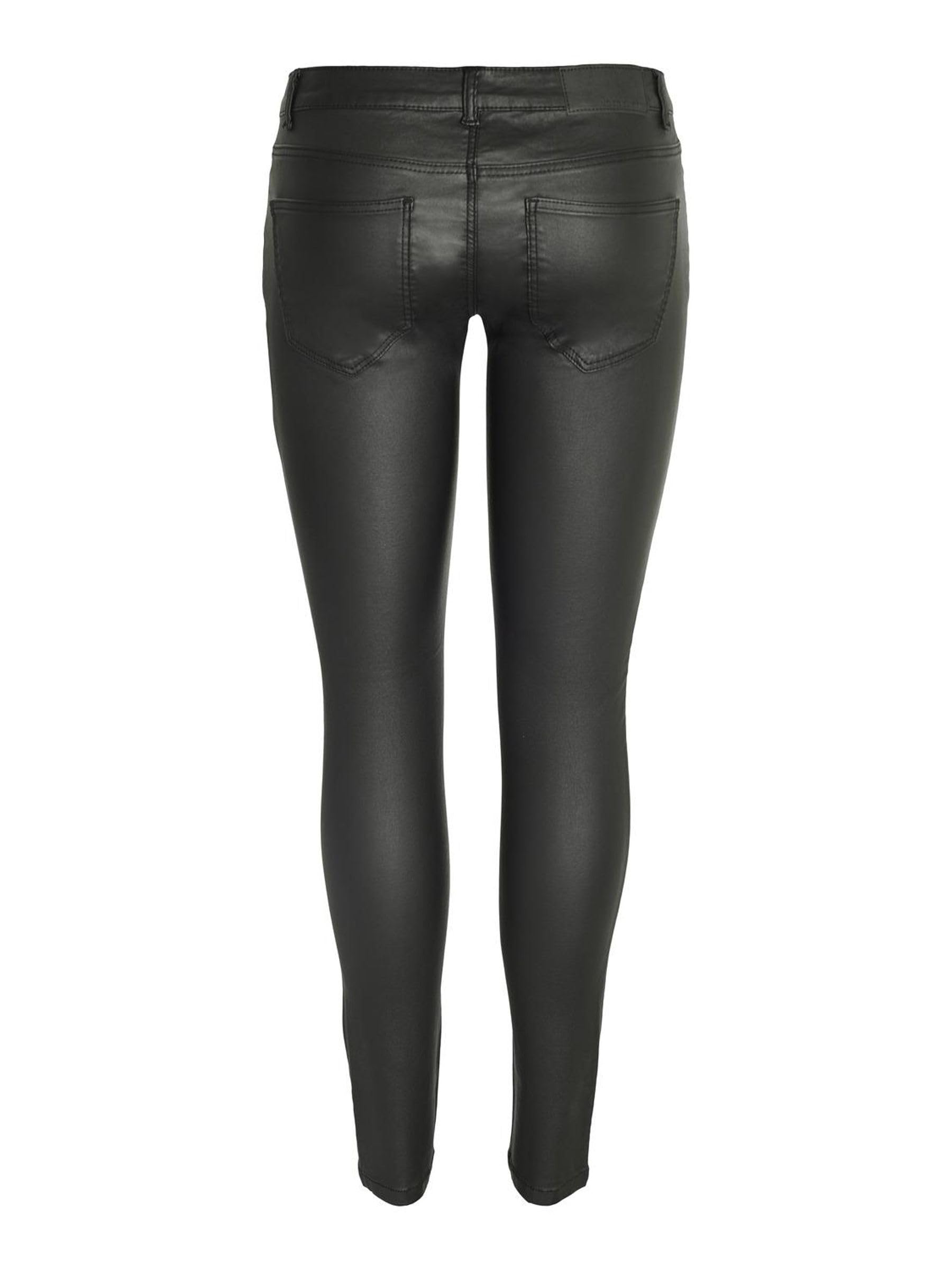 Noisy May Damen Hose Nmallie Lw Skinny Coated Black Pant Noos