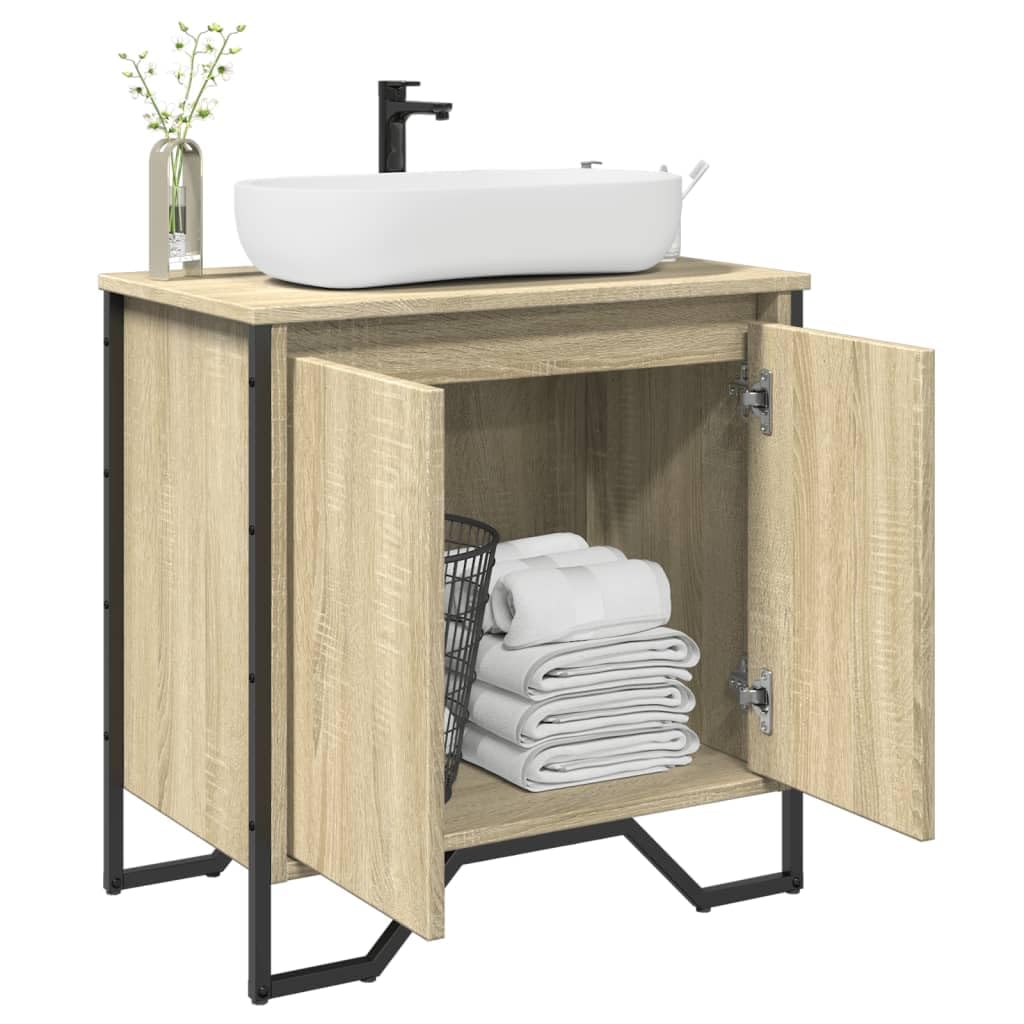 Szafka łazienkowa pod umywalkę, dąb sonoma, 60 x 35 x 60 cm, designerskie drewno, szafka łazienkowa, wolnostojąca do salonu, jadalni, kuchni, nowoczesny styl