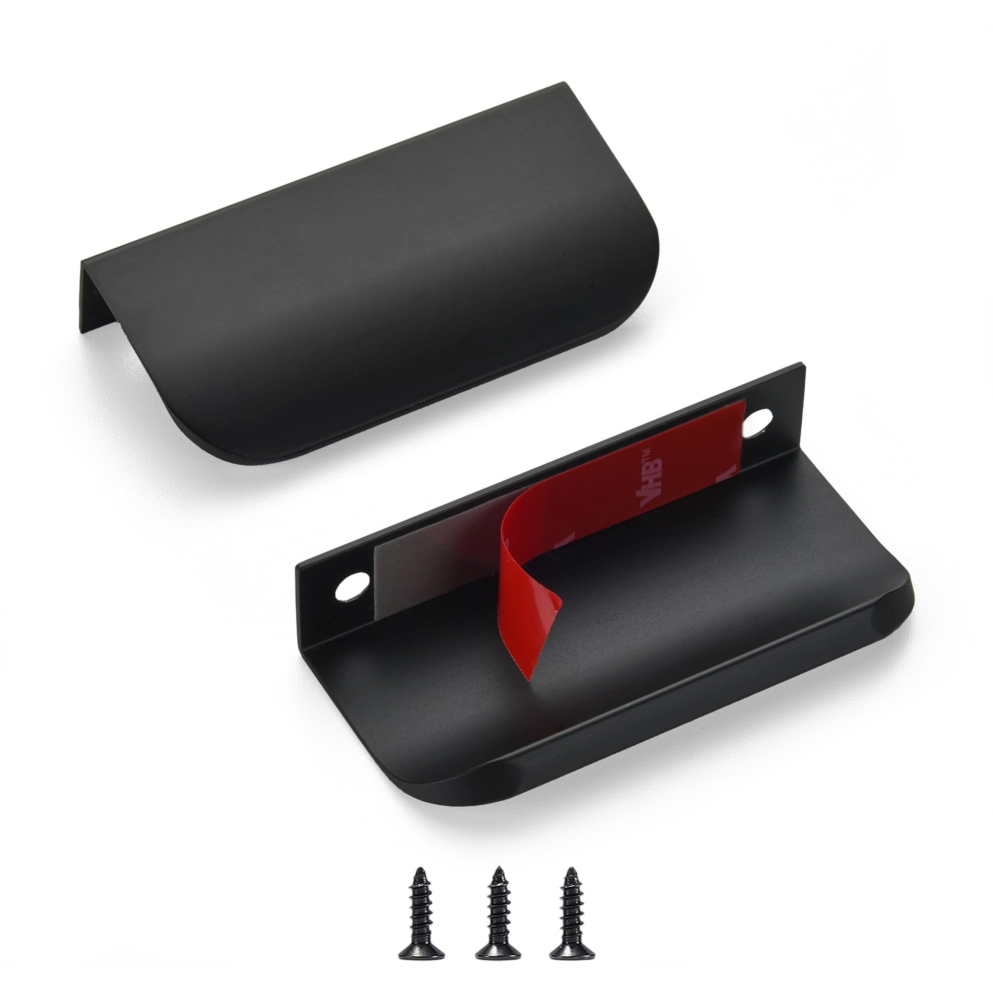 Poignées de cuisine en aluminium noir mat lot de 2 poignée de doigt 8cm