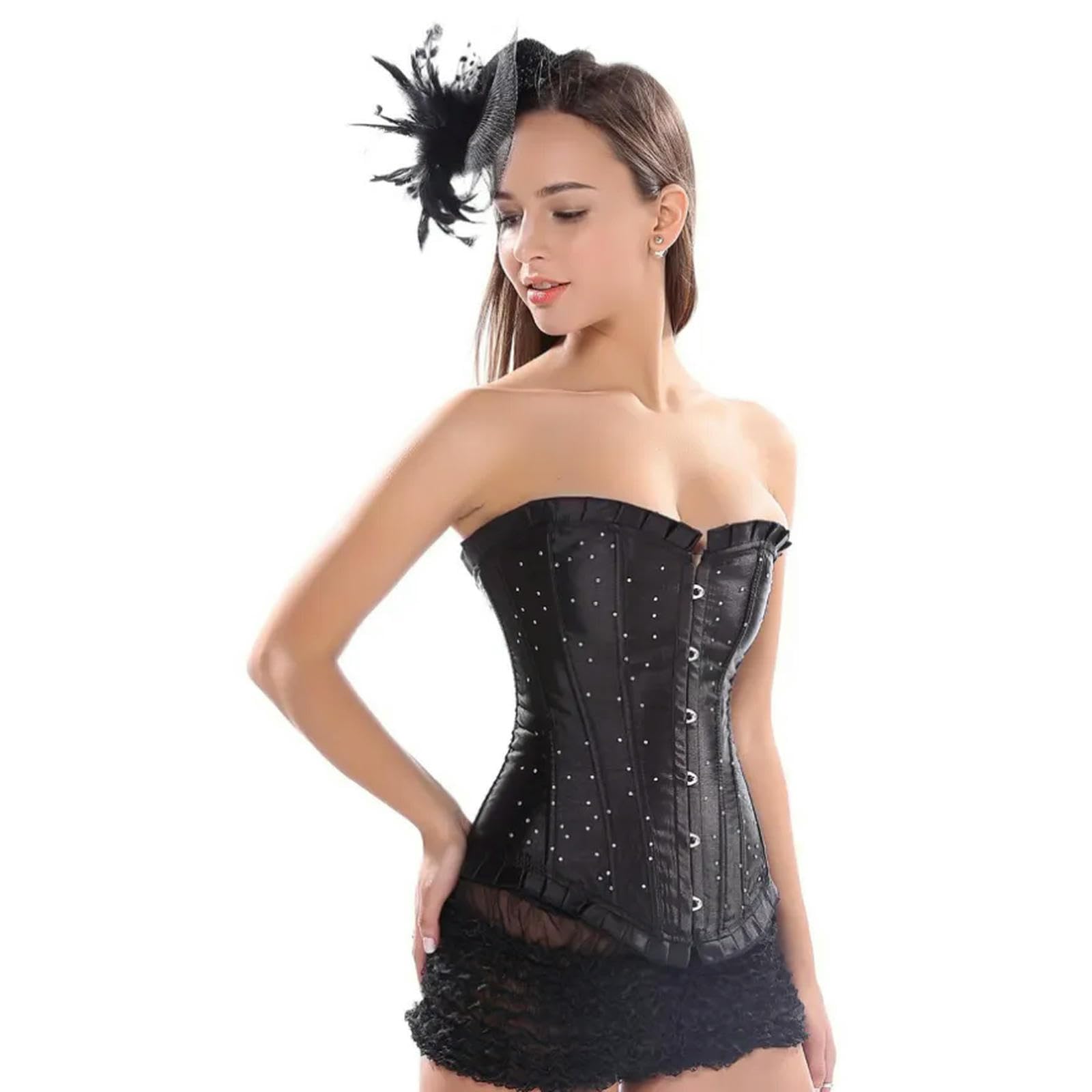 Zooma Donna Sexy Corsetto Bustino Raso Lacci Burlesque Top - Foto 9