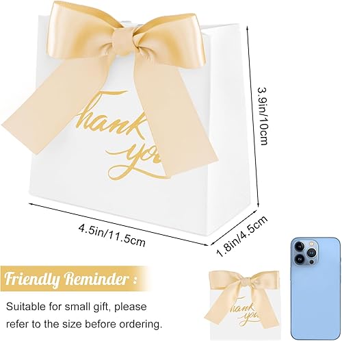 Miniatura 10 de SHAIDOJIO Bolsas pequeñas de regalo de agradecimiento, caja de regalo de fiesta con cinta de lazo, mini bolsas de regalo de papel rosa a granel para