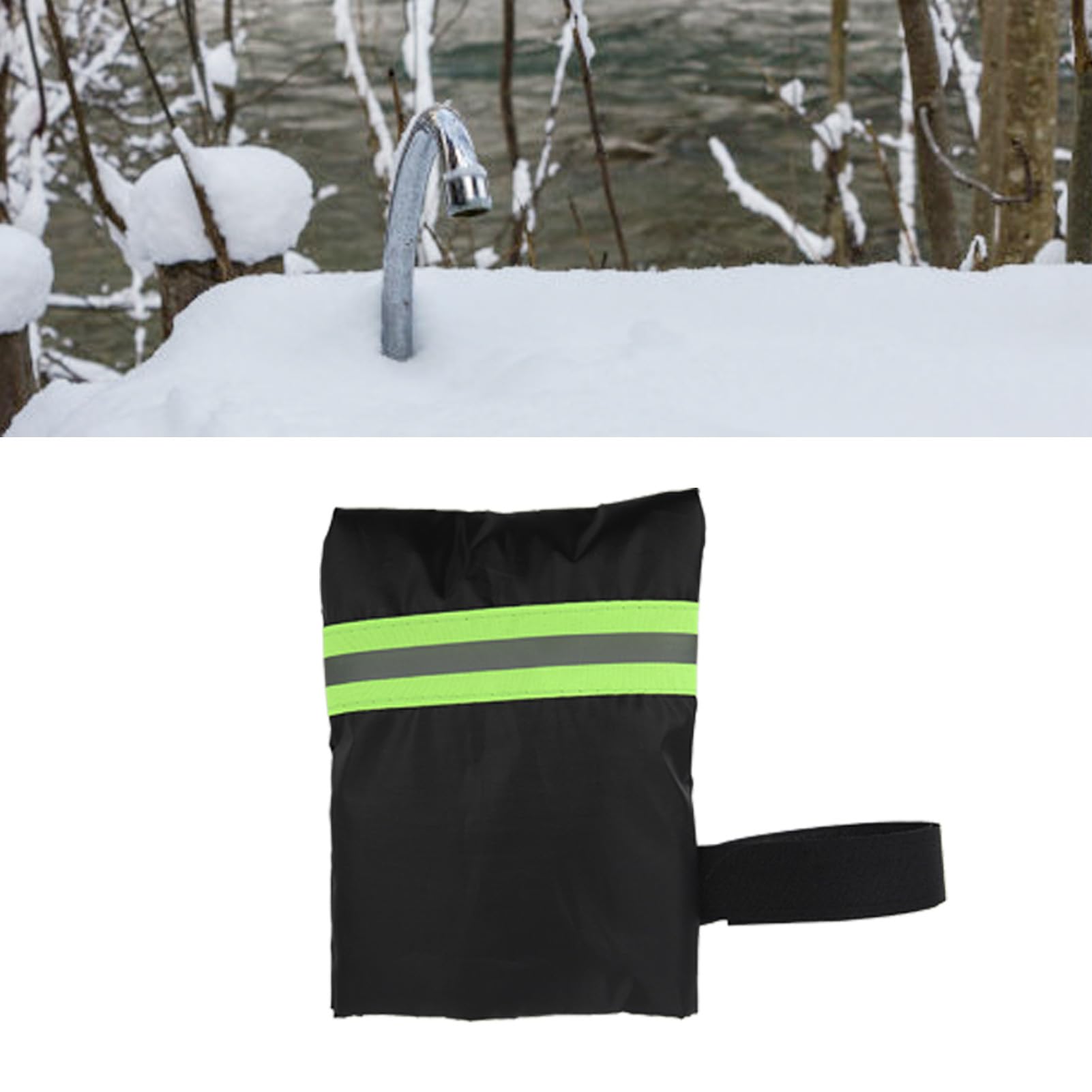 Buitenkraanhoes voor de winter, 2 stuks 63 x 33 cm, kraanhoes, gezellige hoes voor buiten, verdikte buitenkraanhoes met reflecterende strip, geïsoleerde slangbeschermer tegen bevriezing, waterdicht