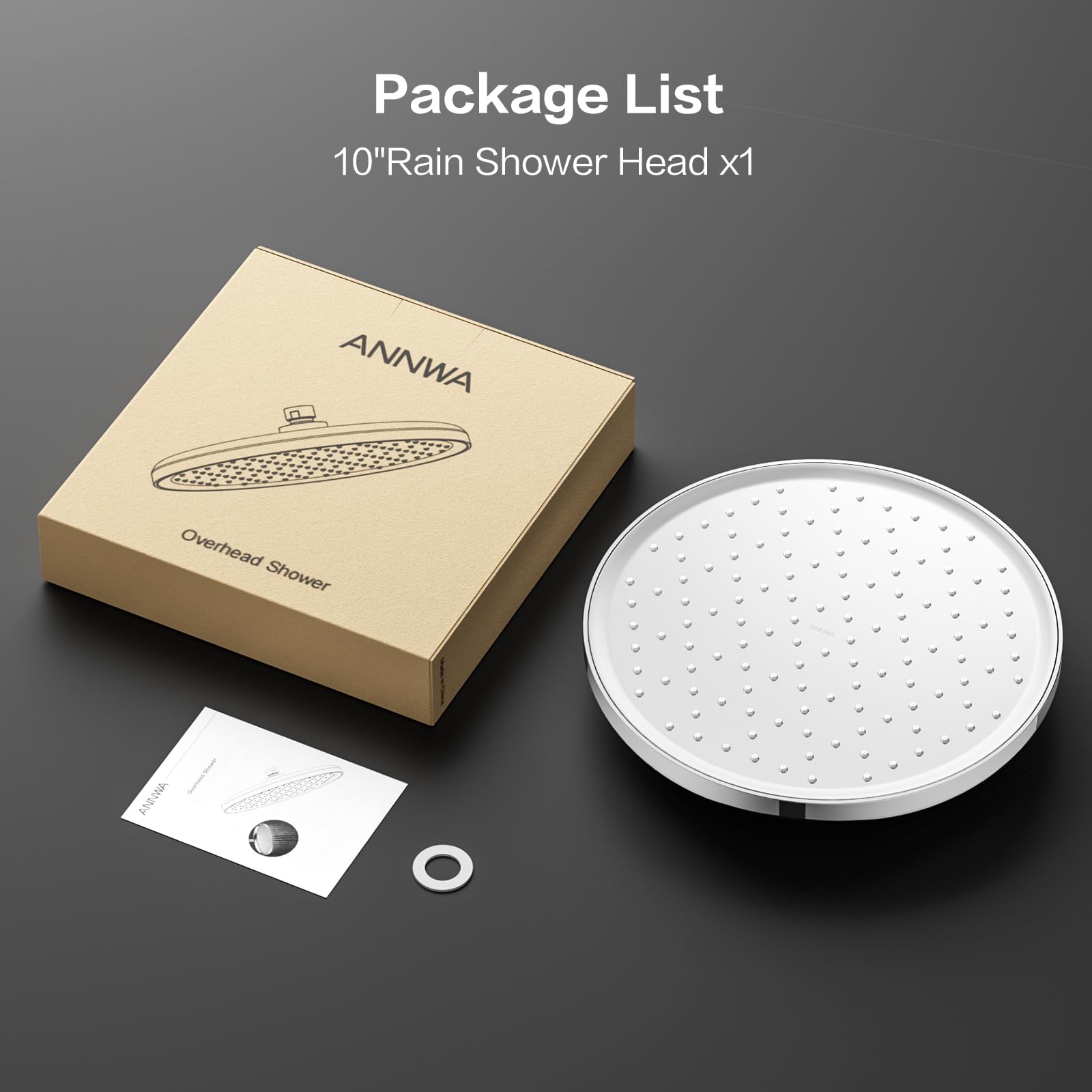 25cm Regenduschkopf,Duschkopf Regendusche,Regenbrause,Wasserfall Wassersparend,Rain Shower Head,Anti-Kalk-Düsen,Installierbar an der Wand oder Decke(Chrom, N1DP701CP)