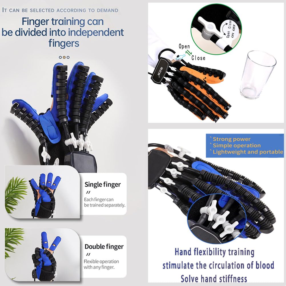 Rehabilitation Robot Gloves,Guanto Intelligente Riabilitazione Mano con Chip - Terapia Pressoterapia per Artrosi/Post-OP,3 modalità,per Recupero Funzionalità Mano(Size:L,Color:Mano Destra)