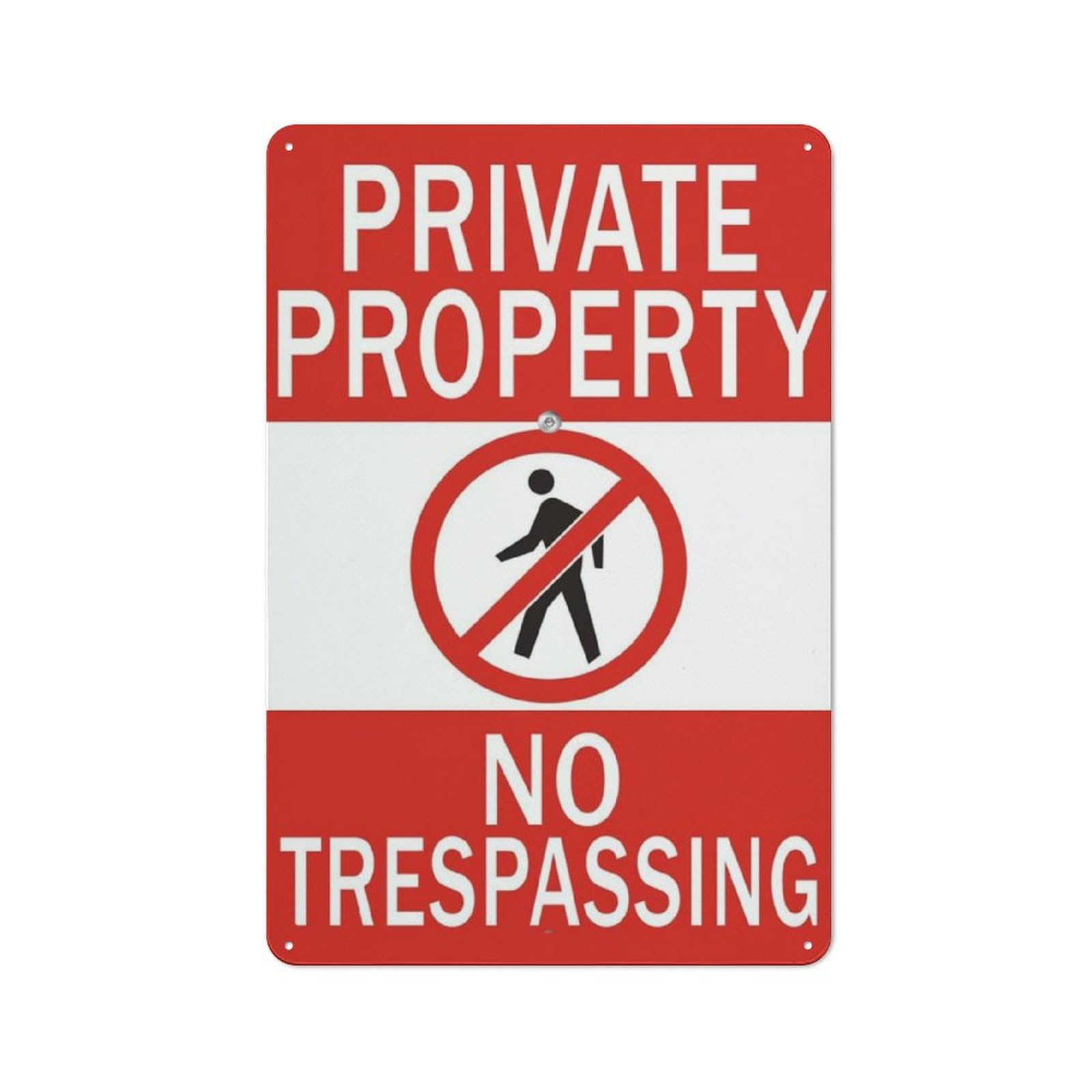 peiyeety Private Property No Trespassing Metal Tin Sign | Red White Aluminum Security Plaque Wall Sign for Home Yard Business to Deter Intruders and Protect Private Premises Effectively 6x8 Inch