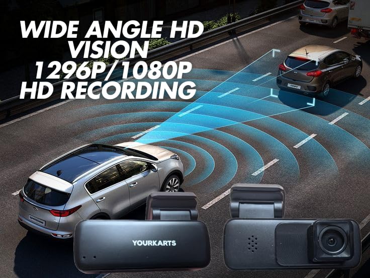 Image of YOURKARTS.COM Compact HD Dash Cam 1296P /1080P with WiFi & Viidure App, Motion Detection, 128GB Support, Wide Temp Range, 12V-24V Compatible, USB-A to Type-C Cable 3m - 18-Month Warranty