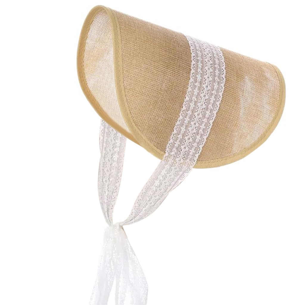 Thincan Unisex True Color Elegant Millinery Victorian Bonnets Gasket Hat Pillbox Hat For Makeup Party Lace Ribbon Hat Victorian Bonnets