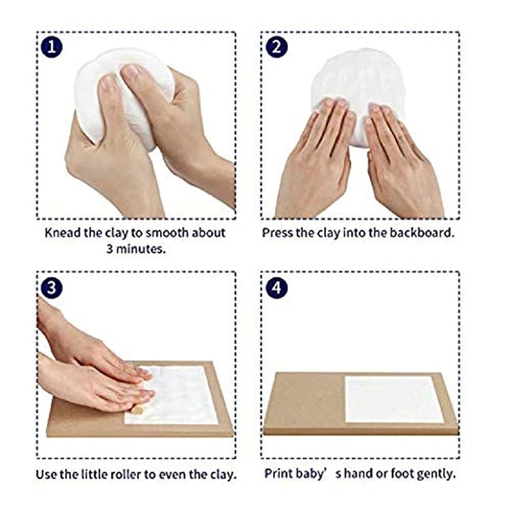 Mold Memories Baby Clay Handprint & Footprint Kit With Frame - Non Toxic, Baby Friendly Clay - White, 1 Count 1