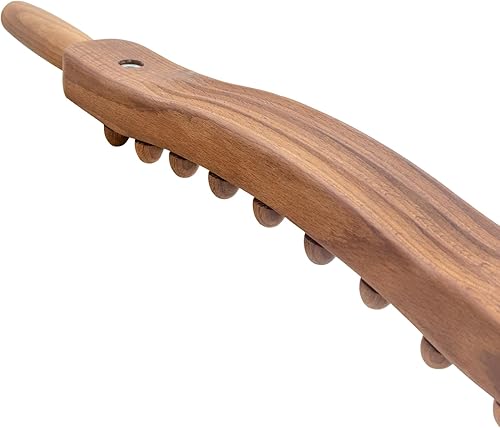 Miniatura 8 de Goodtar Guasha - Herramientas de palo de madera, terapia de madera, raspado, drenaje linfático, doble fila, 34 cuentas, tratamiento de puntos,