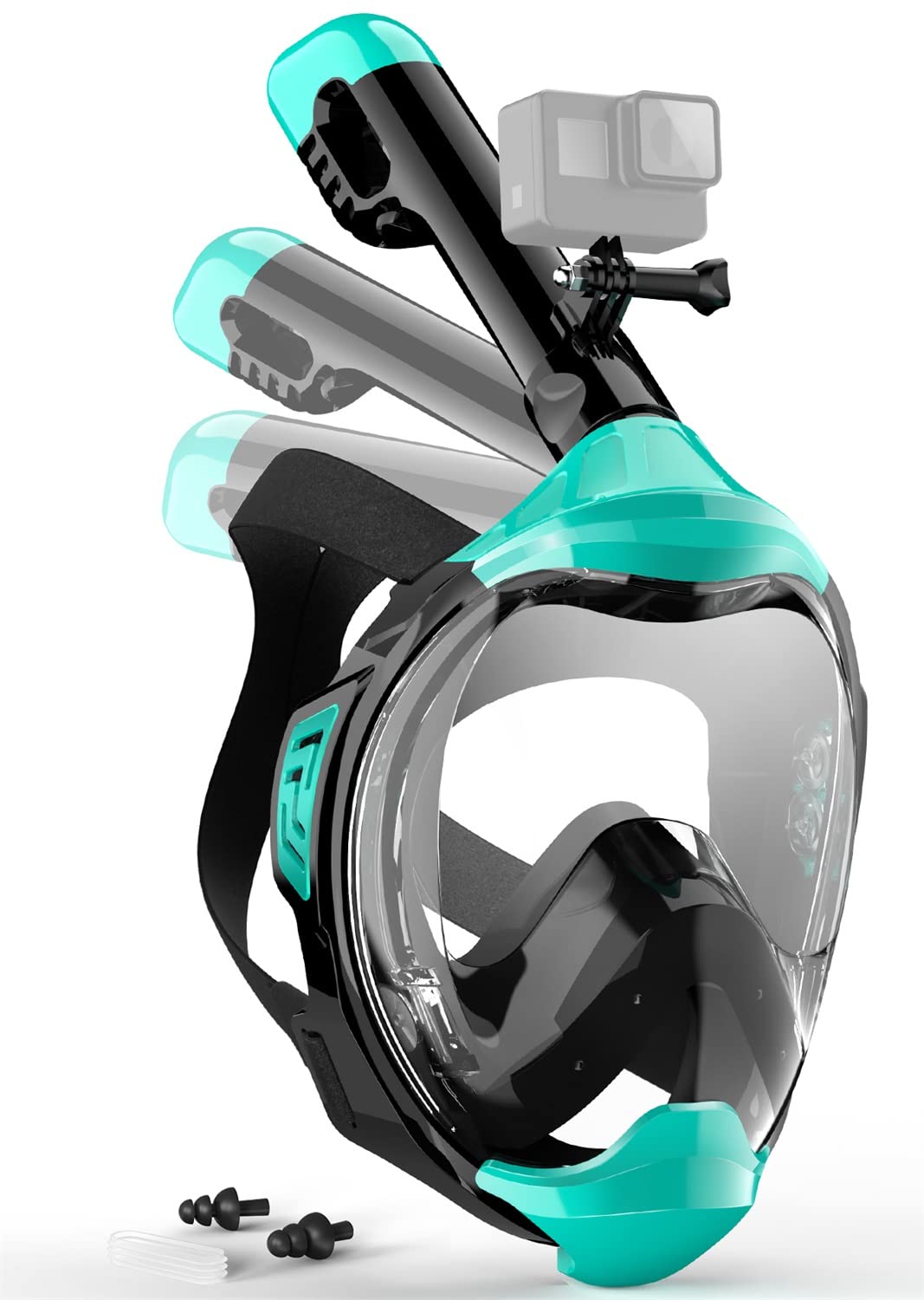 Zeeporte DiveFull Face Snorkel Mask, Snorkeling Gear for Adults Kids with Latest Dry Top Breathing System and Detachable Camera Mount, Foldable Mask with 180 Degree Panoramic View, Anti Leak&Fog