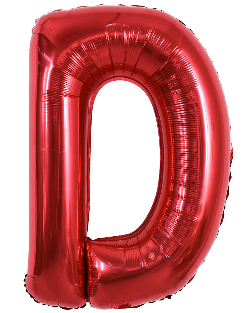 TONIFUL 40 Inch Large Bright Red Letter Balloons A-Z, Giant Jumbo Helium Foil Mylar Big Letter D Balloons for Birthday Party Anniversary Wedding