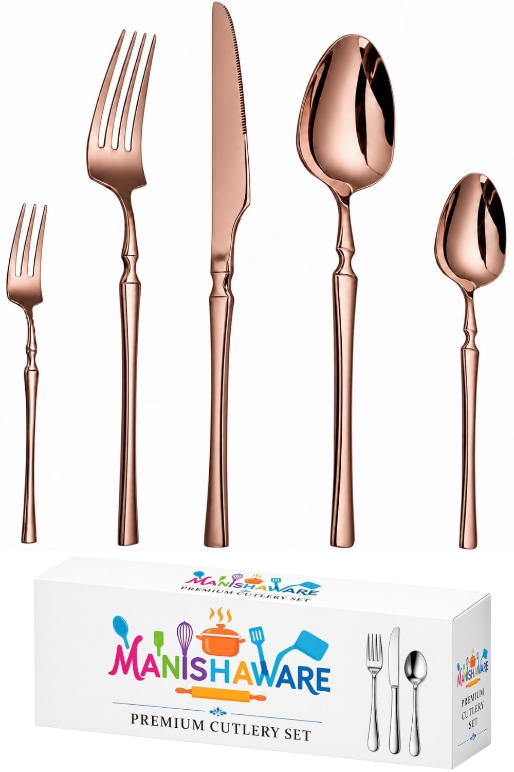 Elegant Handle Black 30 Pcs Steel Cutlery Set for Dining Table — Amazon image 28