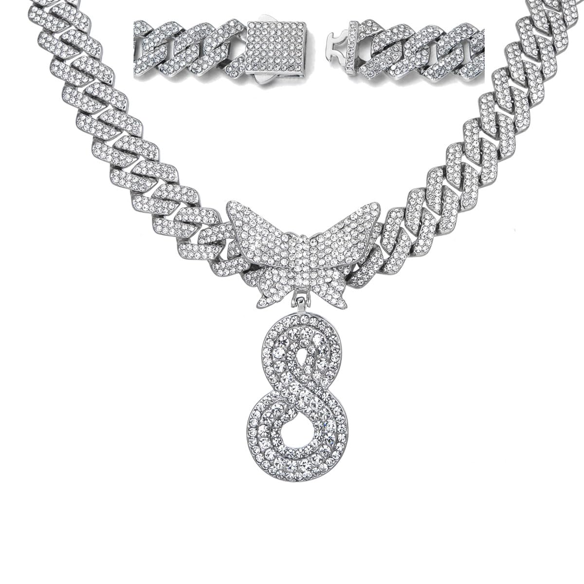 Silver Cuban Link Chain for Women 14k Gold Plated Letter Necklace Initial Custom Chain Name Necklaces Personalized Necklace Iced Out Chains Pendants