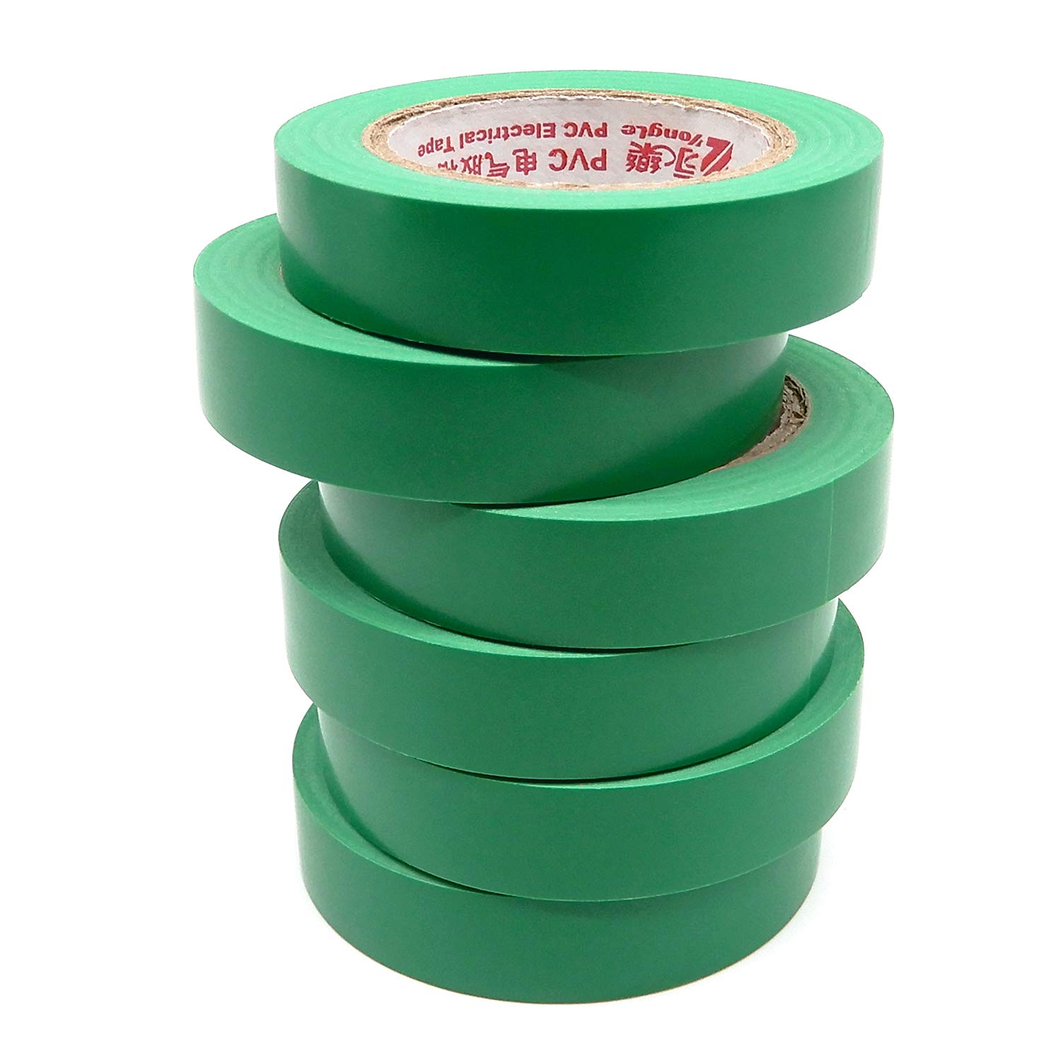 Viaky 6 Pack Electrical Tape Each Roll 0.6" x 50' High End Industrial Grade - Rated to 176 Degrees & 600 Volts - Vinyl Insulating Backing - Perfect for Electric Wiring Projects (6 Green)