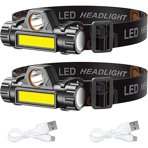 Linterna Frontal LED Recargable, Luz Frontal Cabeza de Alta Potencia Portátil Cover