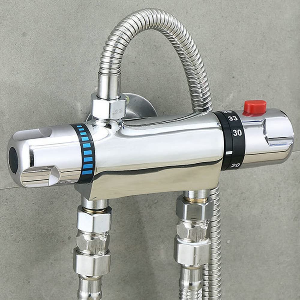 Bateria termostatyczna do wanny prysznicowej, Puseky chromowana naścienna bateria prysznicowa z chromowanego mosiądzu zawór przełączający zapobiegający oparzeniom kran akcesoria łazienkowe