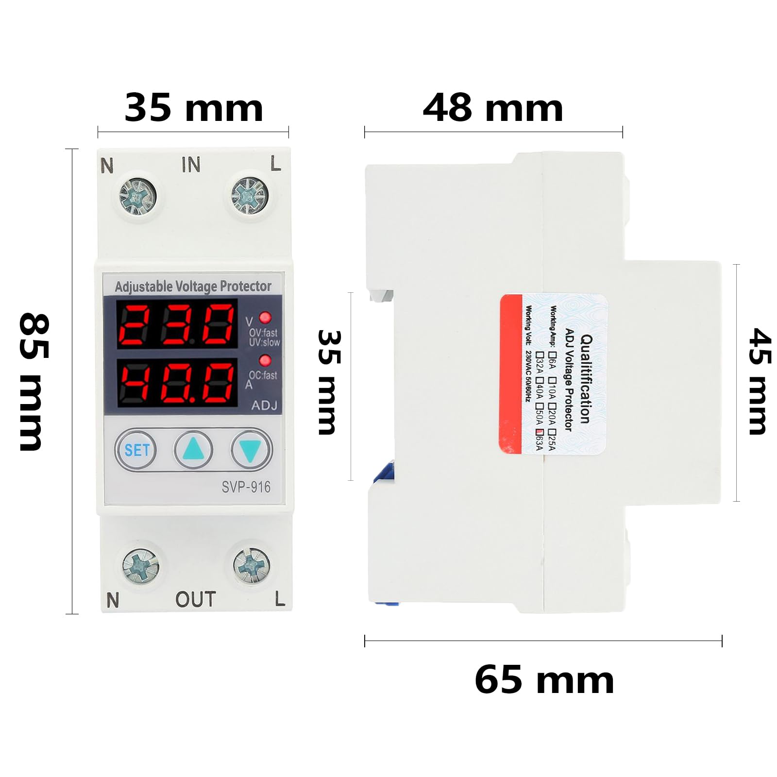 2P 2NO AC-bescherming, 63A 24V 220V / 230V 50 / 60Hz huishoudelijke AC