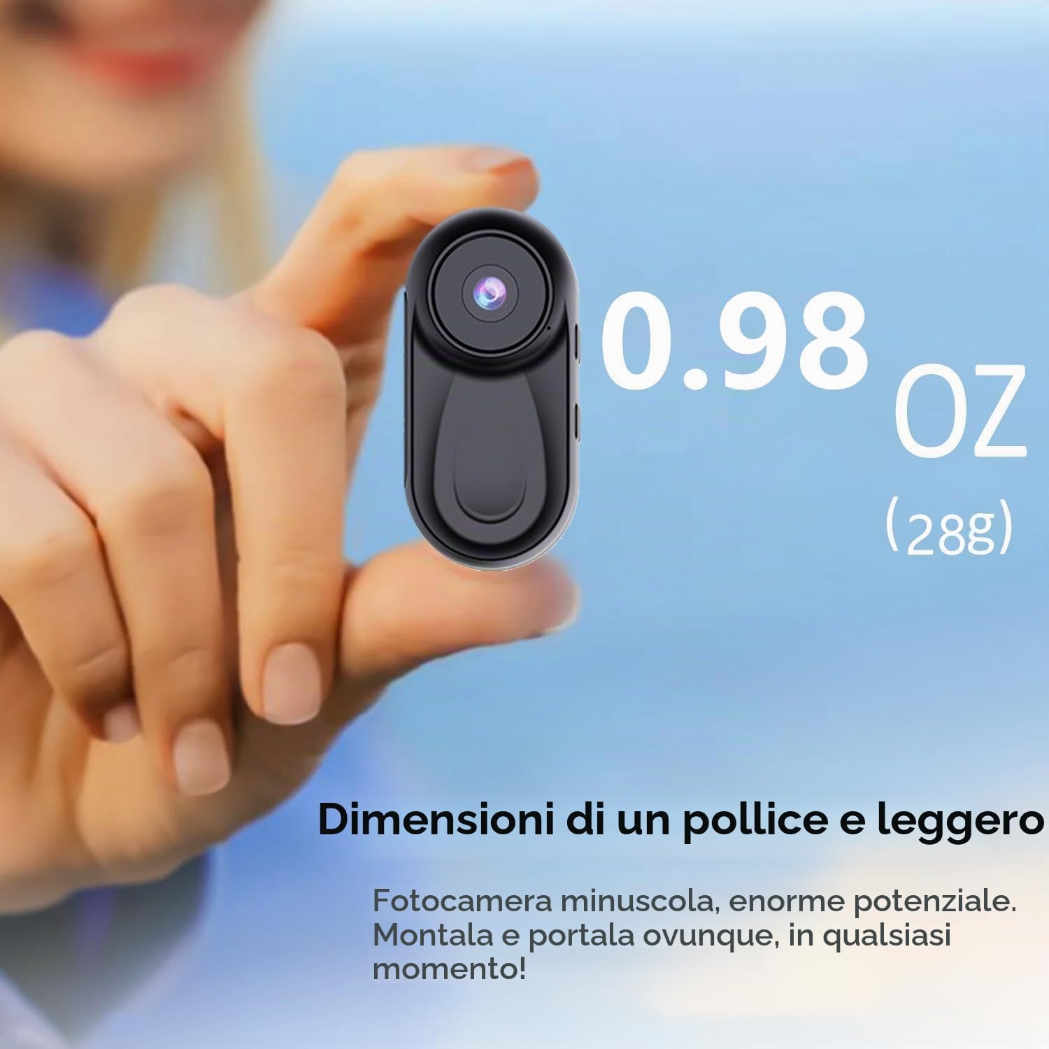 Sport Camera 1080P Body Cam POV Action Camera 360 Gradi Rotante e Clip Magnetica Cam Portatile per Vlogging Velo Moto ciclismo Registrazione Audio e Video, Accessorio Multi Micro Fotocamera sportiva