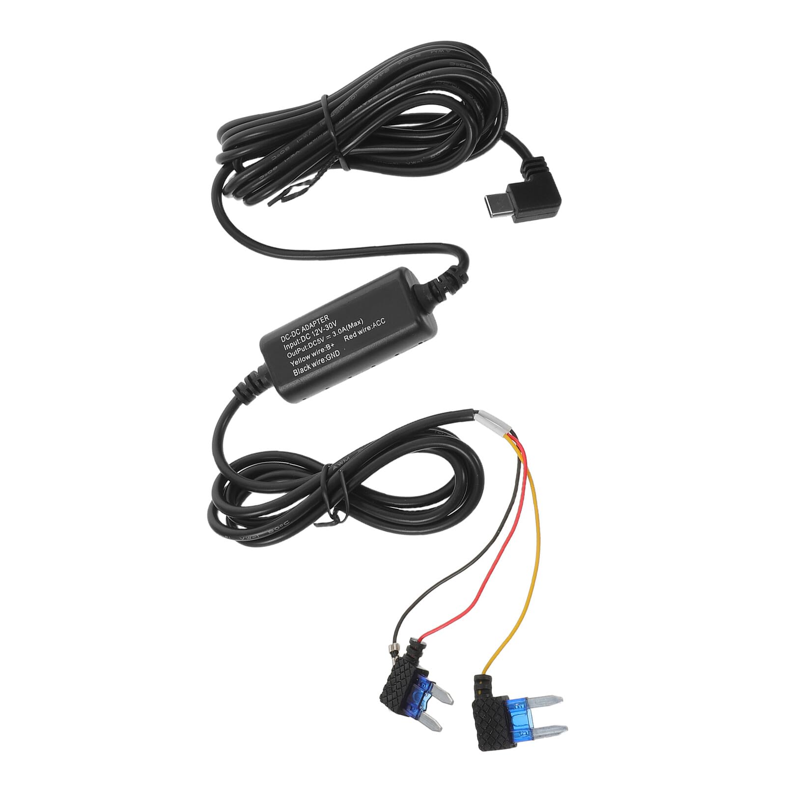 Kit Cablaggio per Dashcam Usb-c a 3 Core, Cavo di Alimentazione Acc per Auto Controllo Automatico, Compatibile Telecamera da Cruscotto, Alimentazione Stabile per Uso in Viaggio