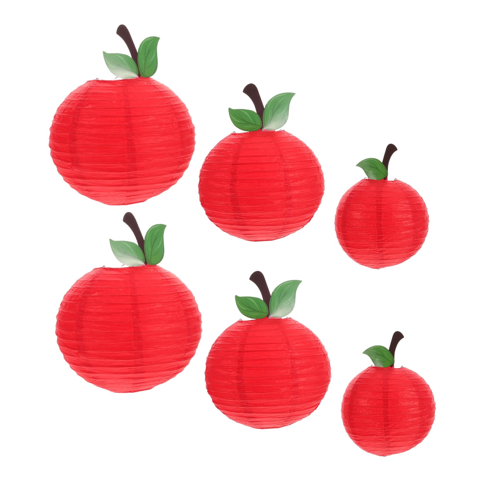 WHAMVOX 6pcs Apple Shaped Hanging Lanterns Fruit Themed Back to School Decorations Vibrant Apple Paper Lanterns for Classroom Birthday Parties