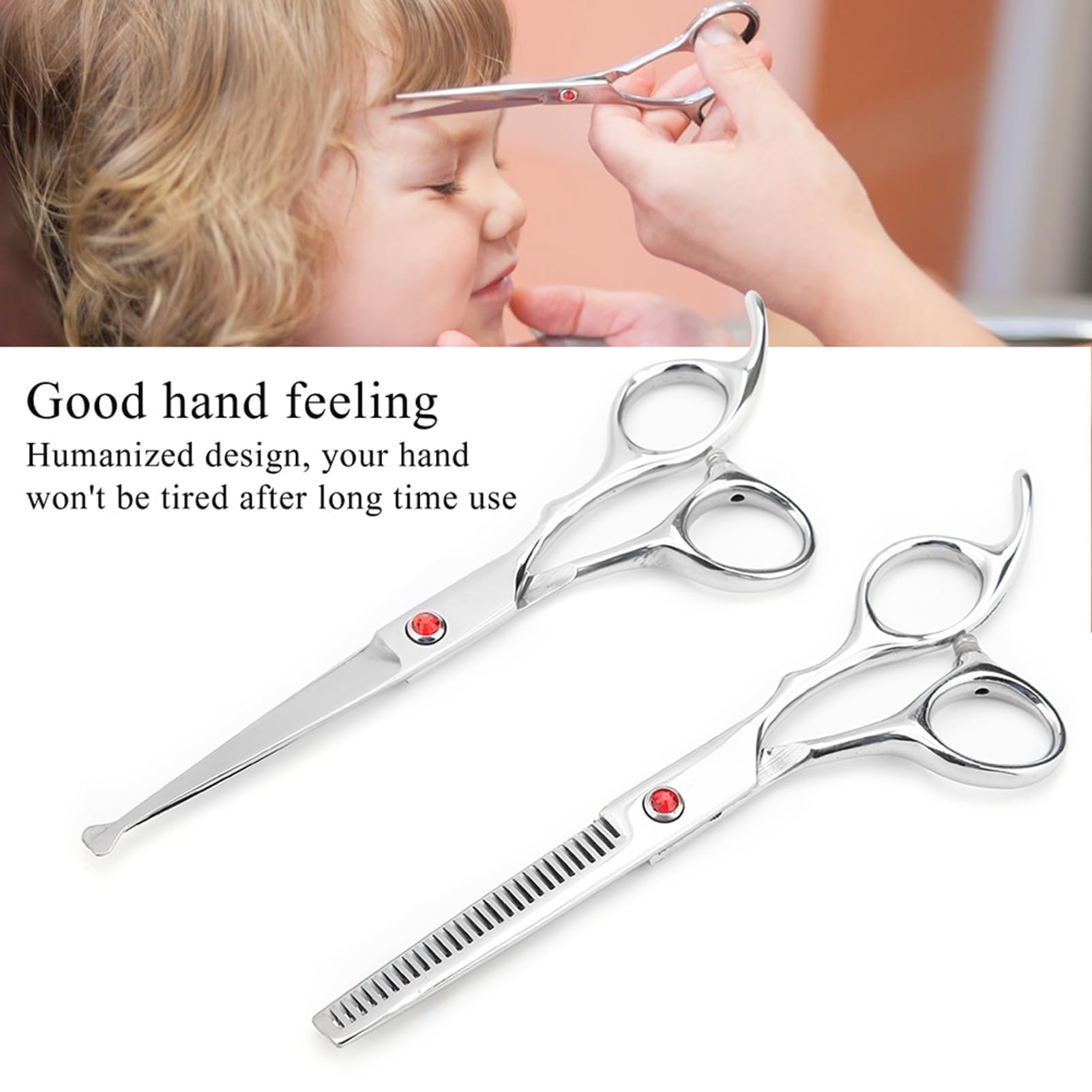 Professionelles Haarschneiden Ausdünnende Schere Set Runde Kopfschere Baby Friseur Schere Set Für Baby Kinder(rot)