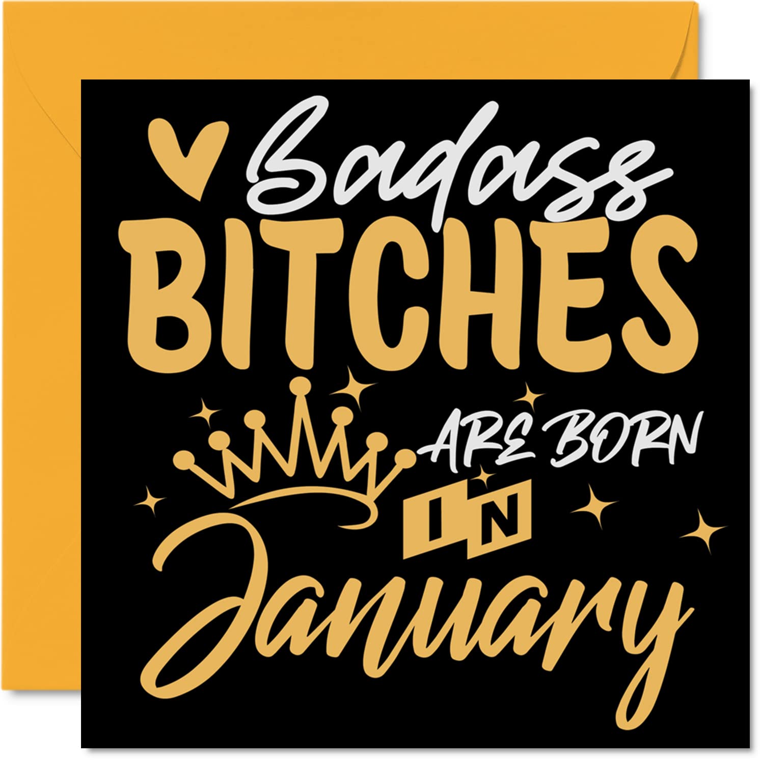 Funny Birthday Cards for Women Her - Badass Bitches Are Born In January - Happy Birthday Cards for Friend Girlfriend Wife Daughter Sister Auntie Mum Granny, 145mm Humour Greeting Gift