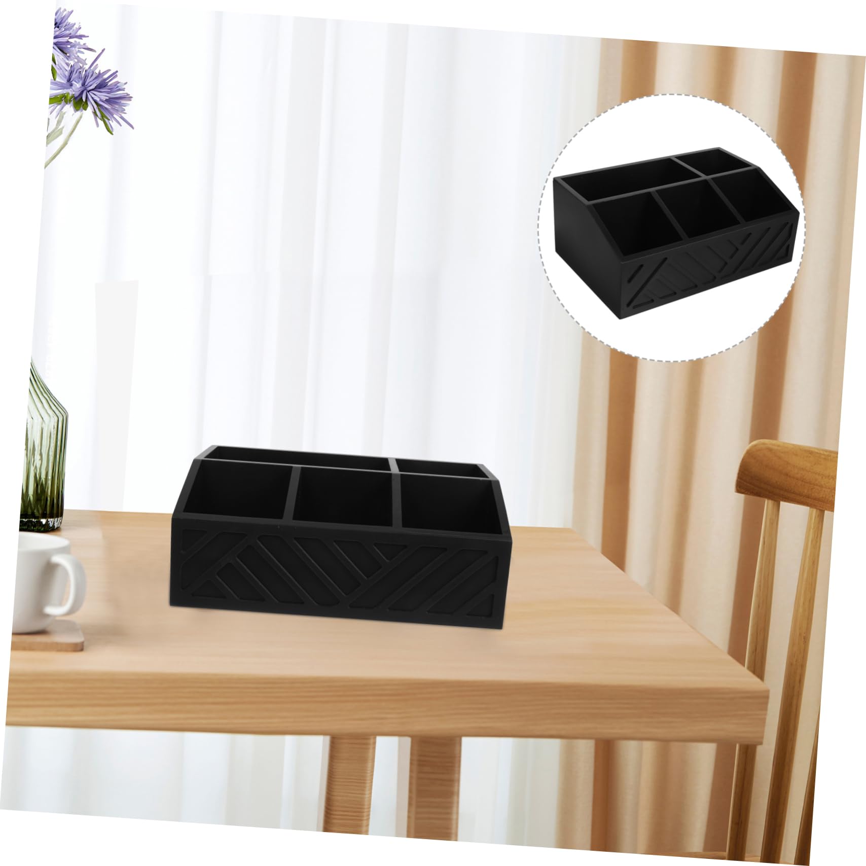 GLEAVI Schwarze Holz Aufbewahrungsbox mit Fächern 1 Stück | Kaffeestation Organizer, Thekenaufsatz für Cafés und Milchtee Shops, Moderne Klare Linien