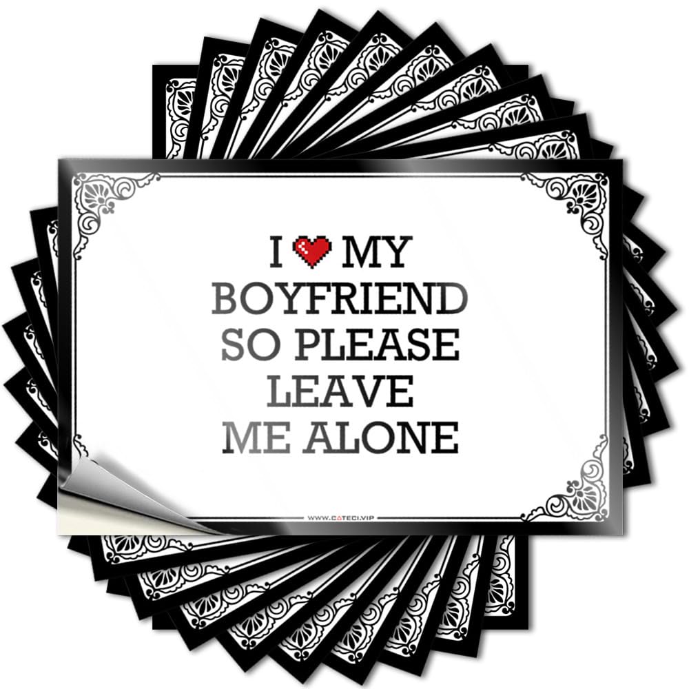 Roll Cool Lettering Sticker - I Love My Boyfriend So Please Leave Me Alone Removable Decal Door Easy Peel for Fishing(12X18CM)