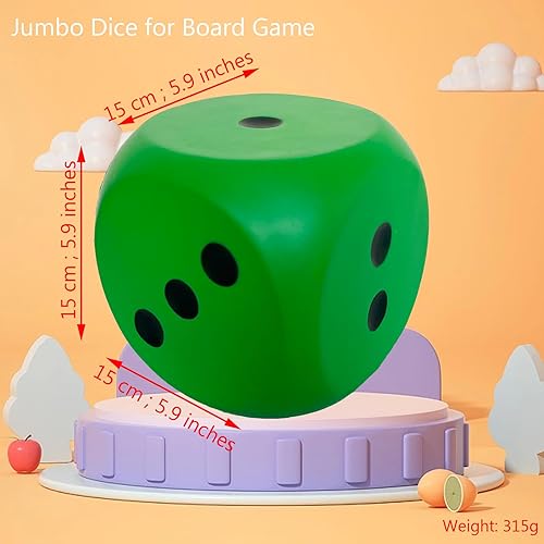 Miniatura 2 de Dados gigantes de espuma Kawaii de 5.9 pulgadas un juguete educativo lleno de diversión para noches de juego y sesiones de aprendizaje (verde suerte)